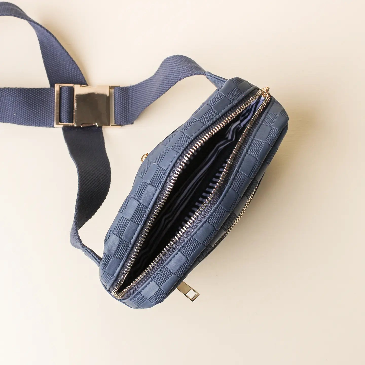 Navy Urban Check Belt Bag