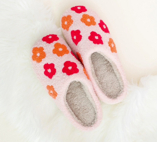 Fuzzy Flower Slippers