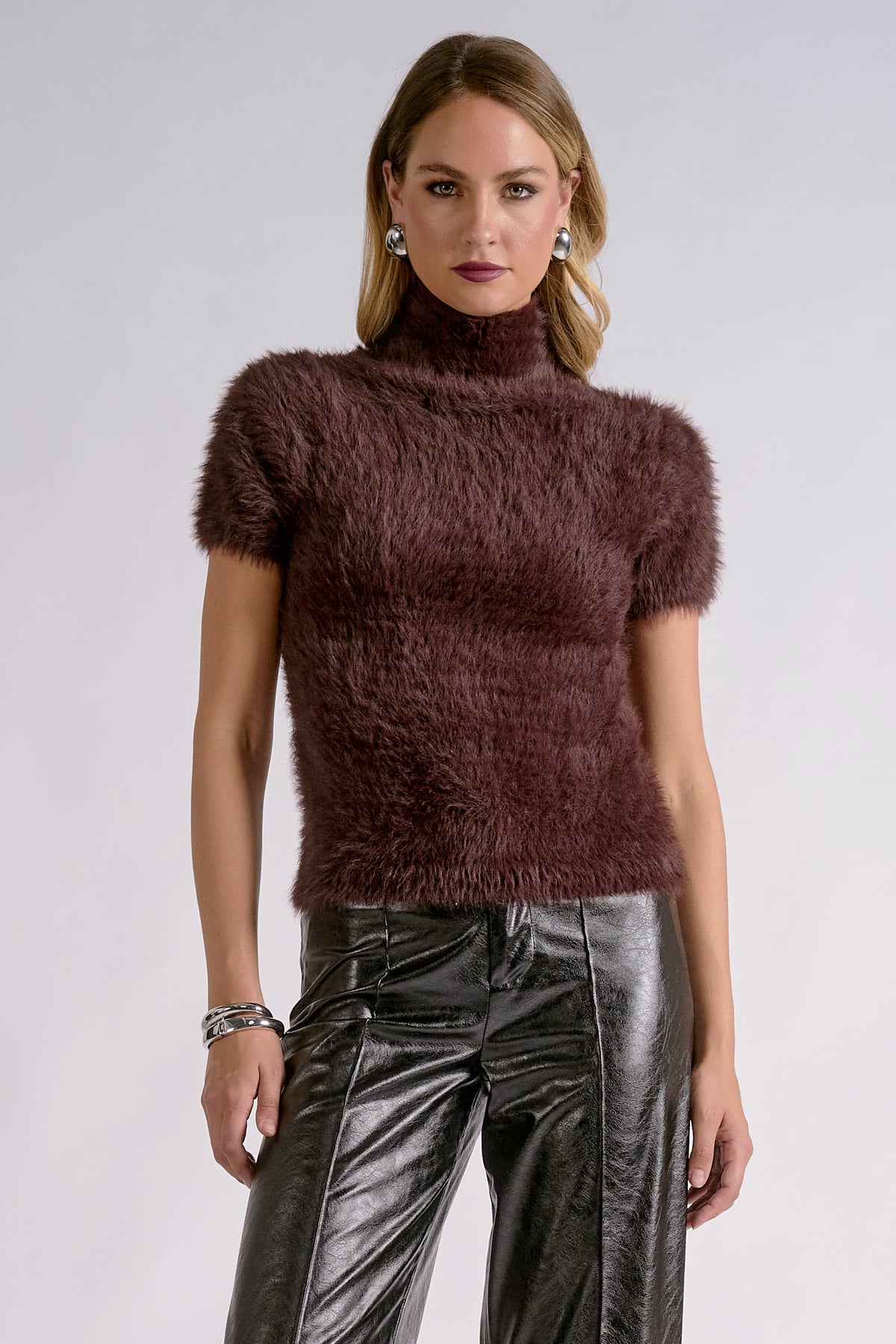 Raelyn Short-Sleeved Mock Neck Sweater