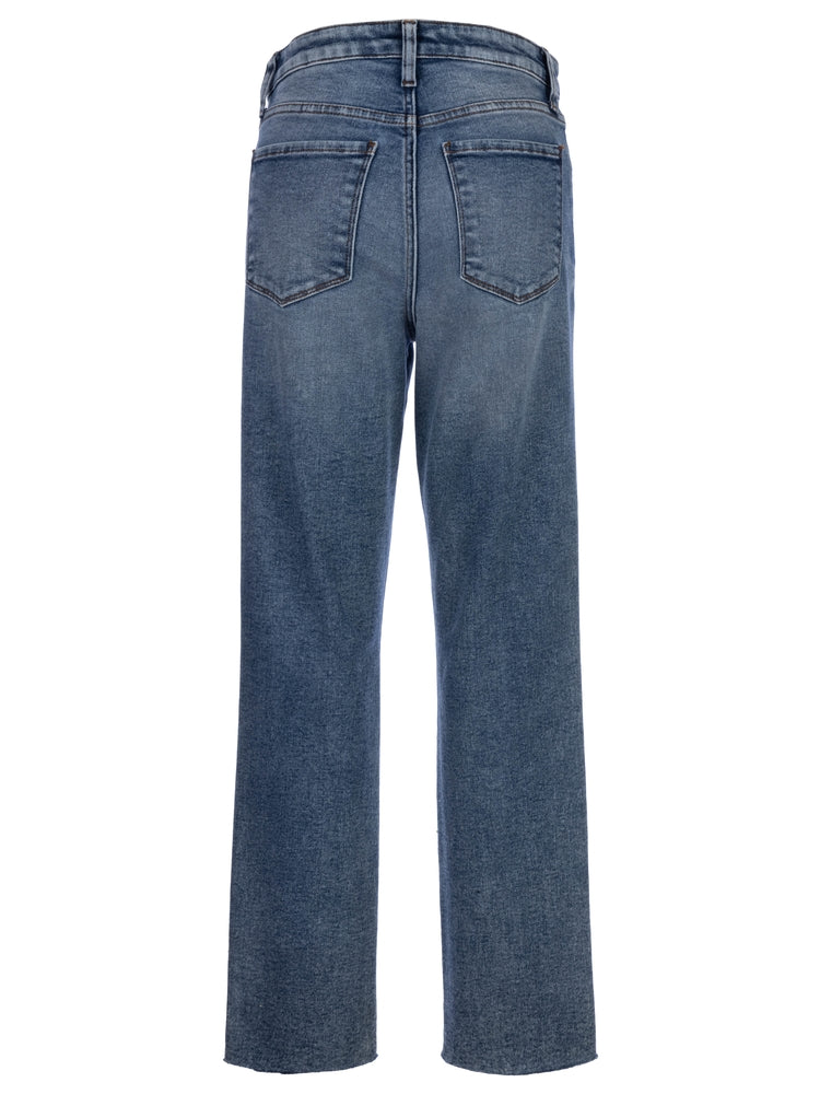 Kut From The Kloth: Reese High-Rise Straight Leg Raw Hem Jeans (Ankle Length)