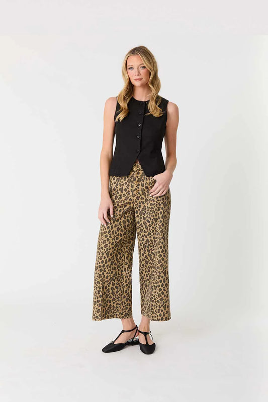 Level 99 Sophia Animal Print Wide Leg Jean