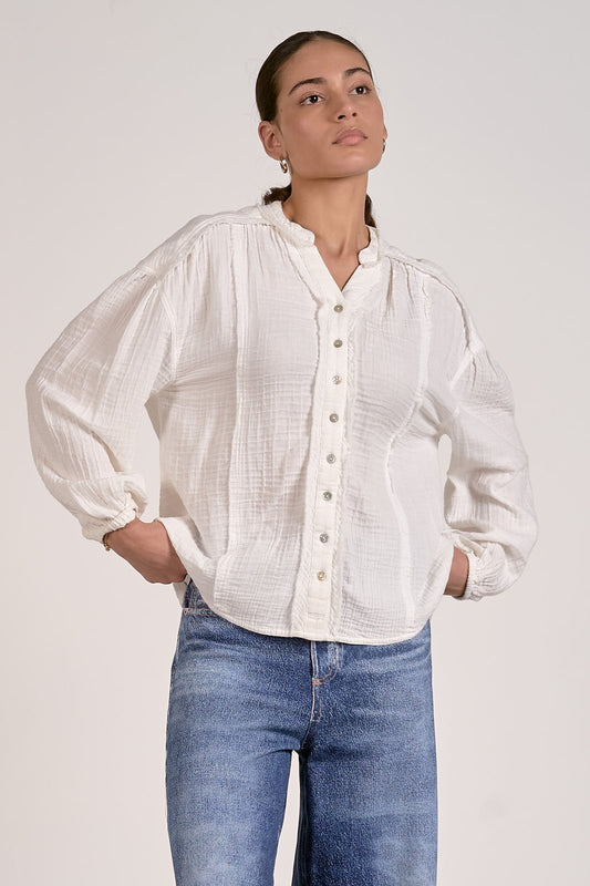 Karmen L/S Gauze Button Down Blouse