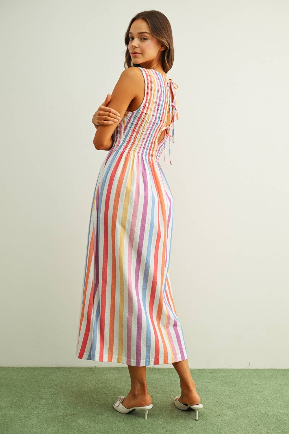 Tinley Multi Stripe Dress with Smocking