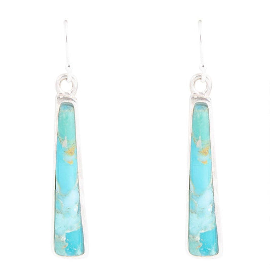 Line Blie Turquoise Sterling Silver Drop Earrings