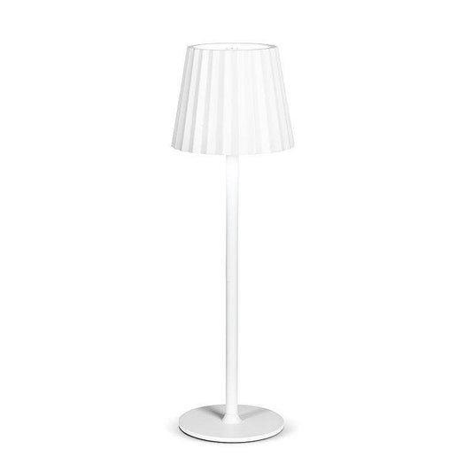 White Fluted Shade Adjustable LED Table Lamp