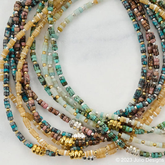 Chimayo Gemstone Rondelle Necklace with Metal Accents
