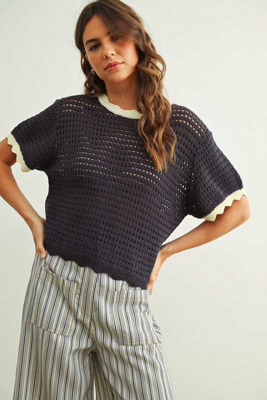 Angel Scalloped Detail Knitted Top