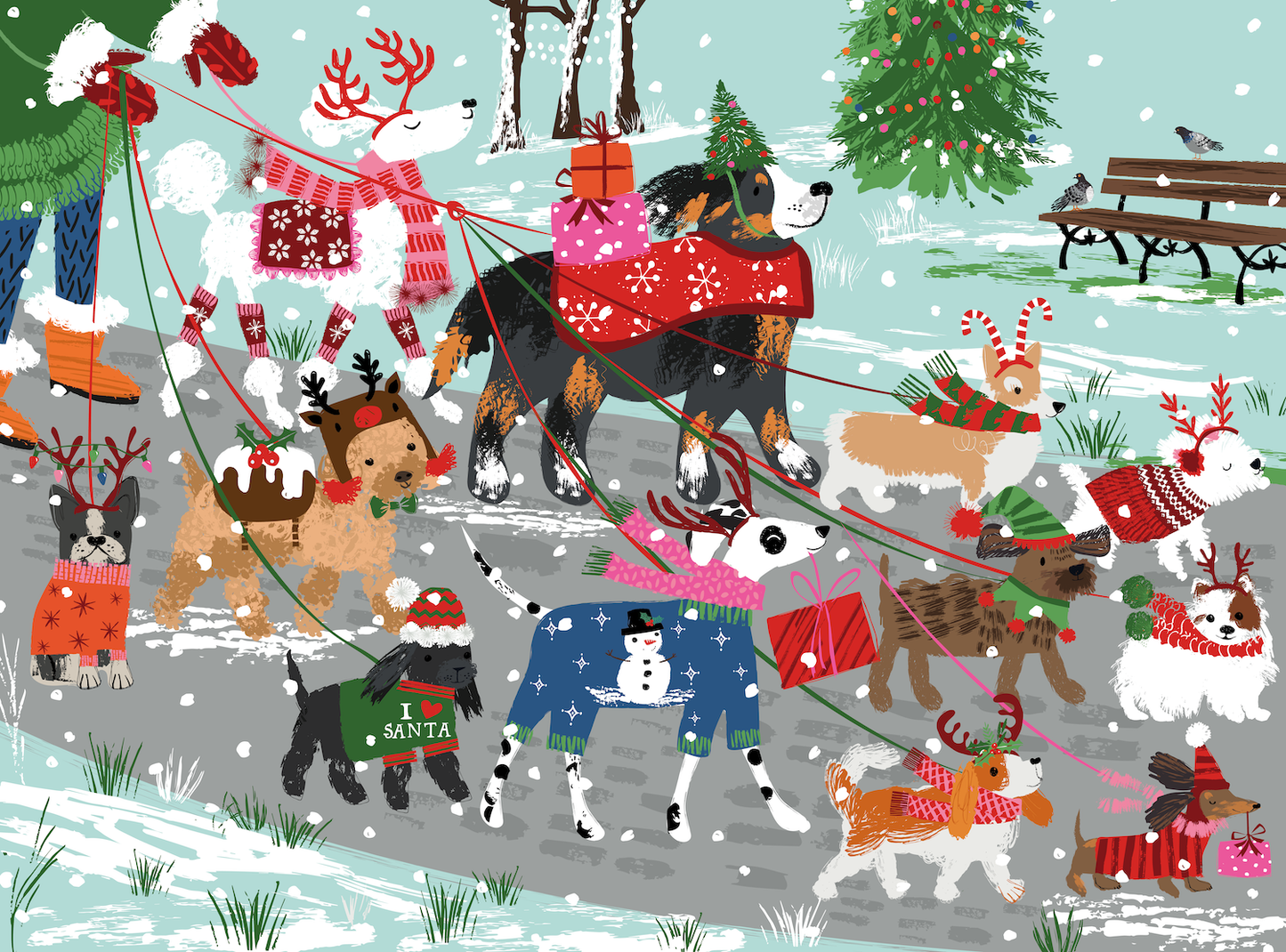 Happy Howlidays Christmas Dogs Puzzle