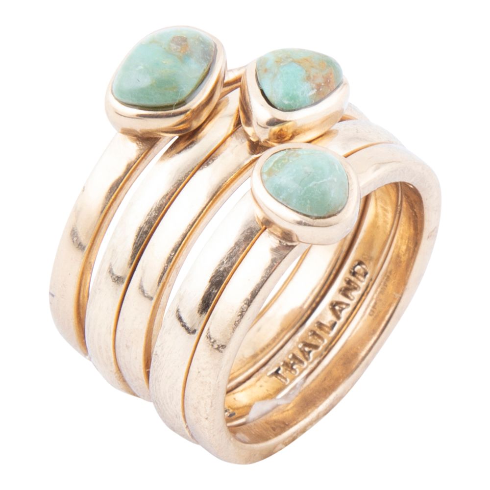Blue Turquoise Golden Stacking Ring Set (Online Only)