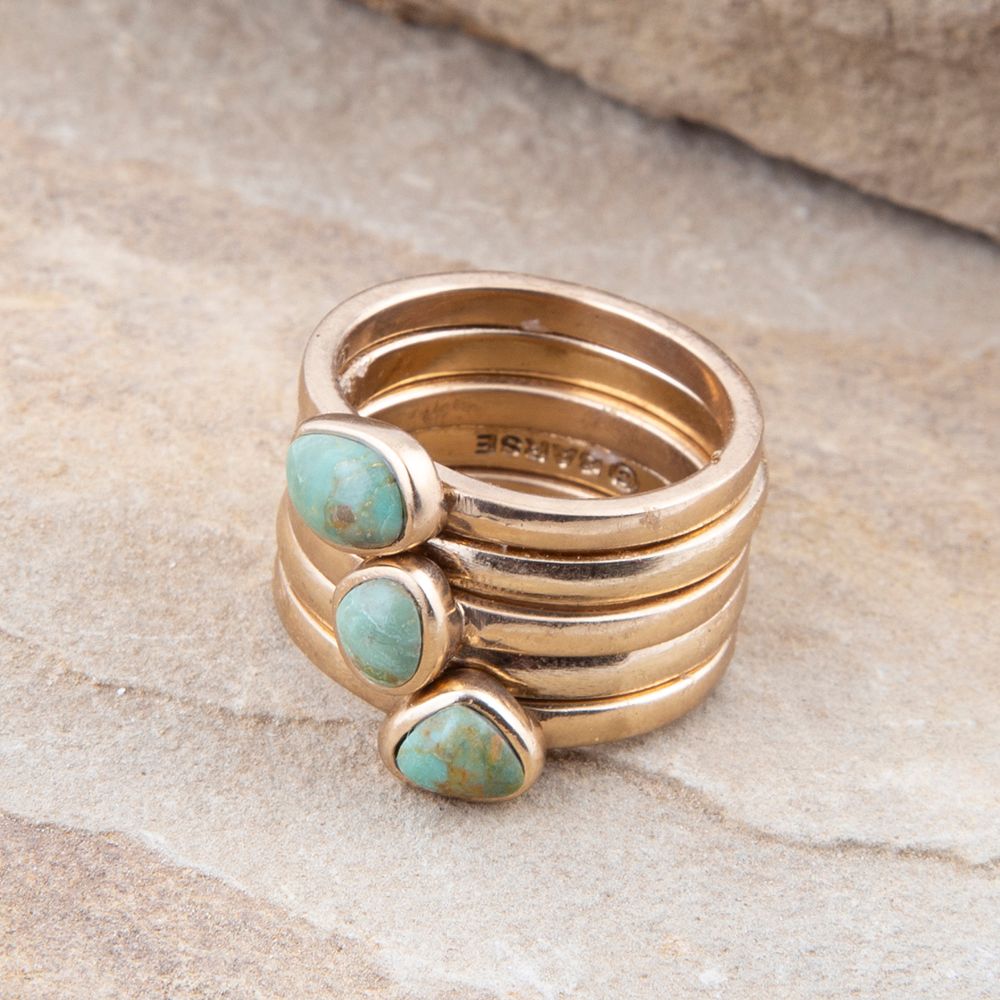 Blue Turquoise Golden Stacking Ring Set (Online Only)