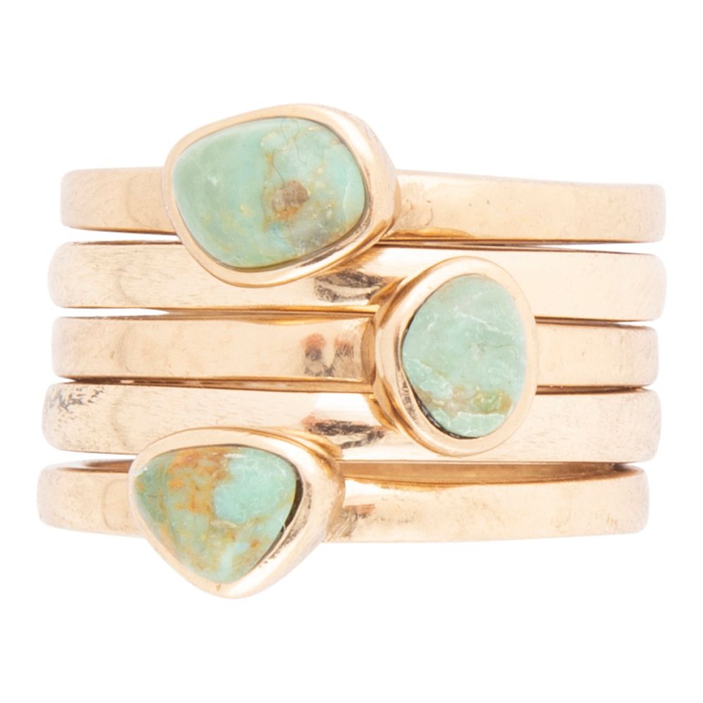 Blue Turquoise Golden Stacking Ring Set (Online Only)