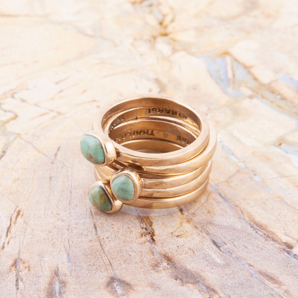 Blue Turquoise Golden Stacking Ring Set (Online Only)