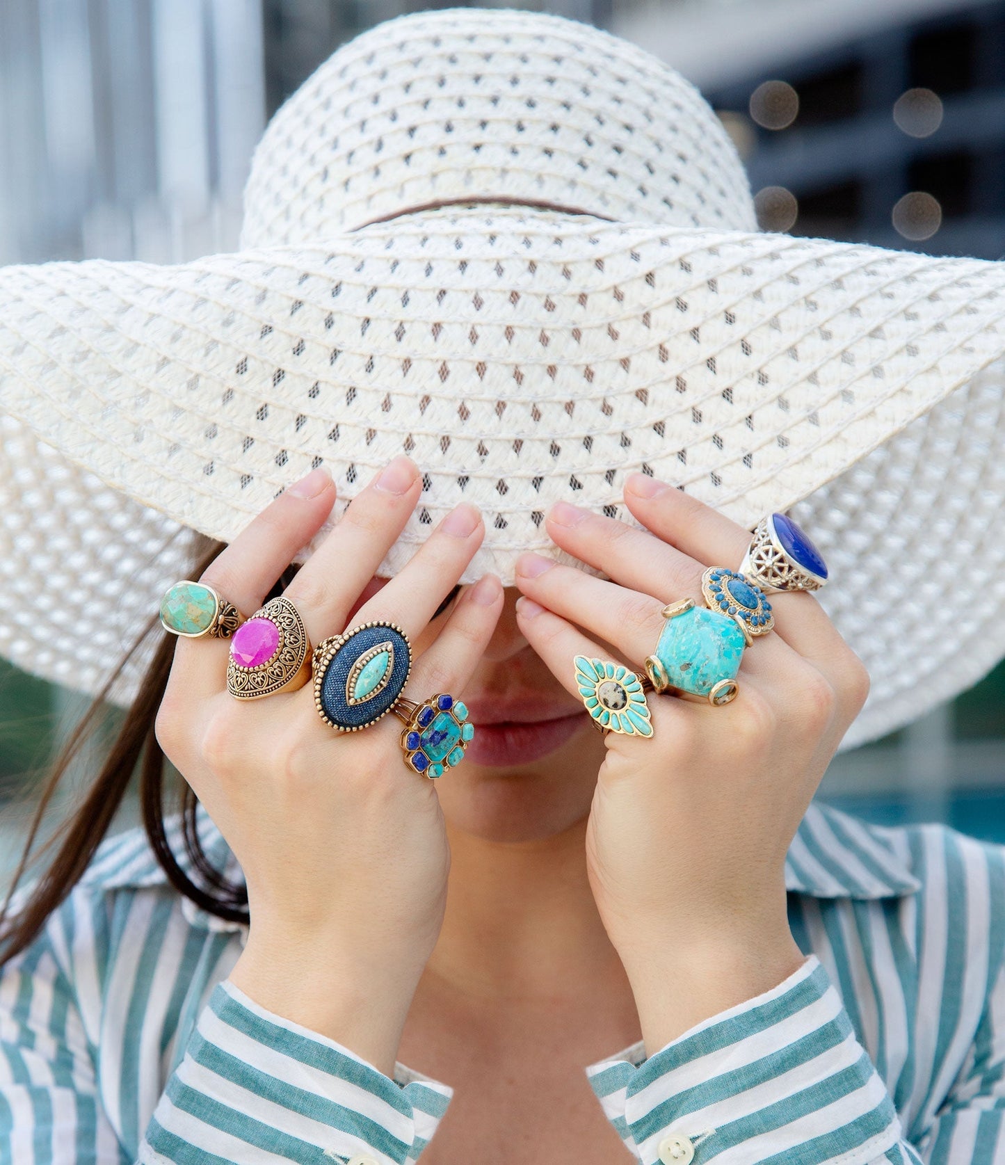 Duality Blue Lapis and Turquoise Golden Statement Ring (Online Only)