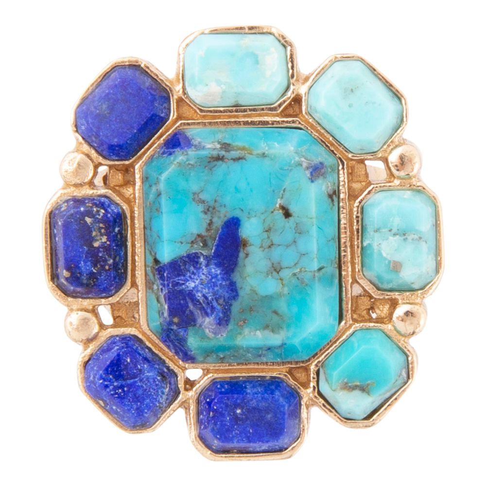 Duality Blue Lapis and Turquoise Golden Statement Ring (Online Only)