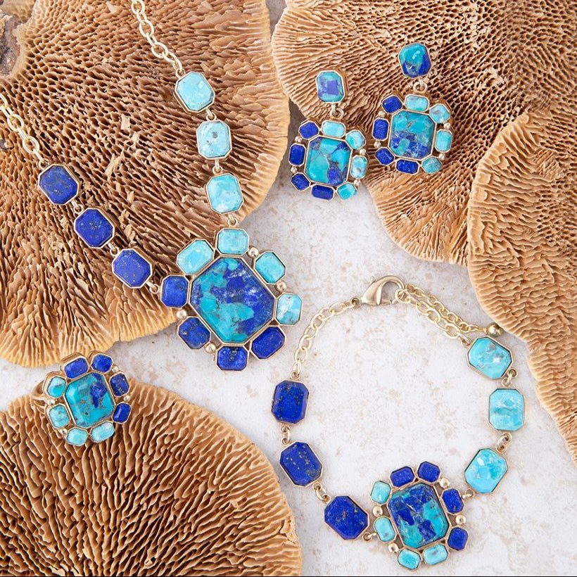 Duality Blue Lapis and Turquoise Golden Statement Ring (Online Only)