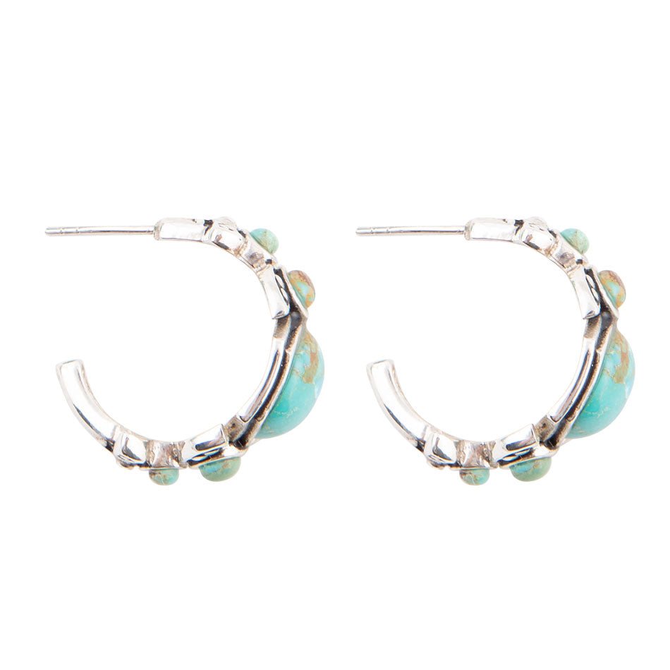 Emile Blue Turquoise Sterling Silver Hoop Earrings (Online Only)