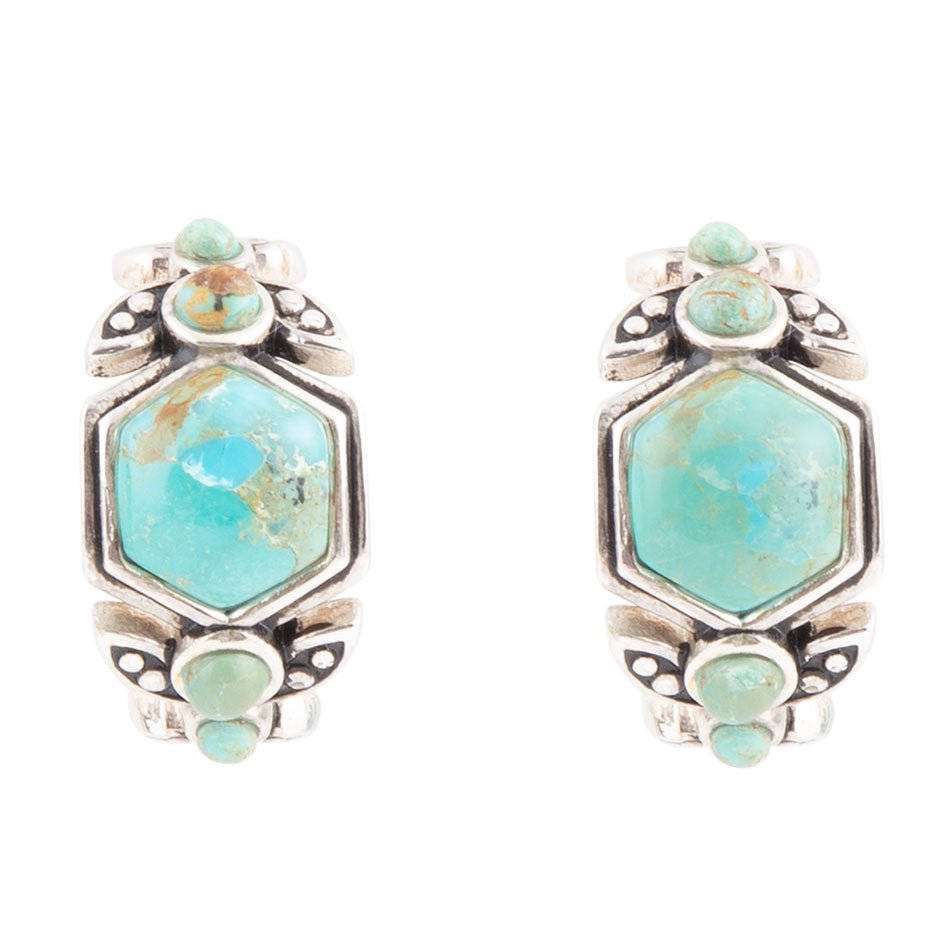 Emile Blue Turquoise Sterling Silver Hoop Earrings (Online Only)