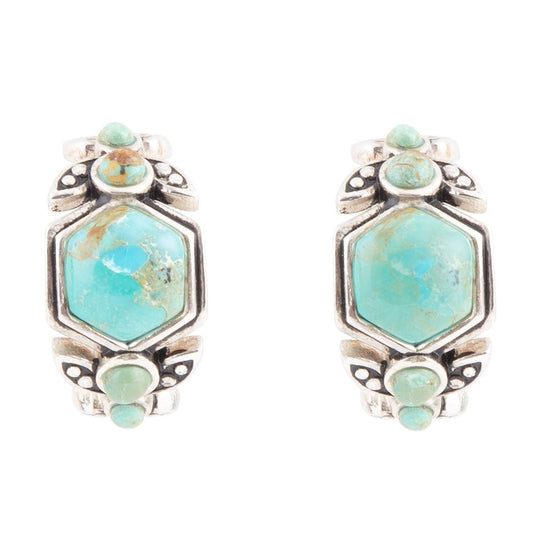 Emile Blue Turquoise Sterling Silver Hoop Earrings (Online Only)