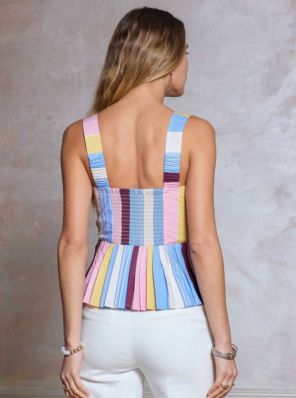 Glenda Cotton Striped Sleeveless Top