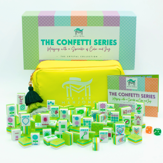 Crystal Confetti Lemon-Lime | Mahjong with a Sprinkle of Color and Joy | 1.25" x 0.9" x 0.7"