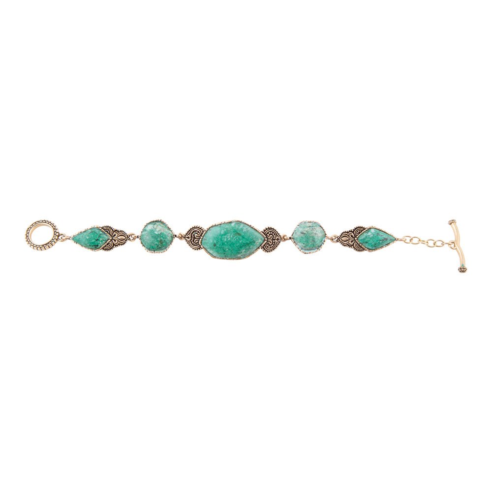Ikkat Green Chrysocolla Golden Link Bracelet (Online Only)