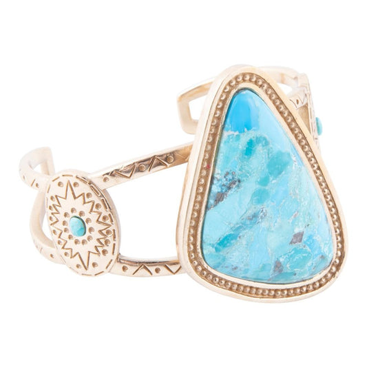 Tulum Blue Turquoise Golden Cuff Bracelet (Online Only)