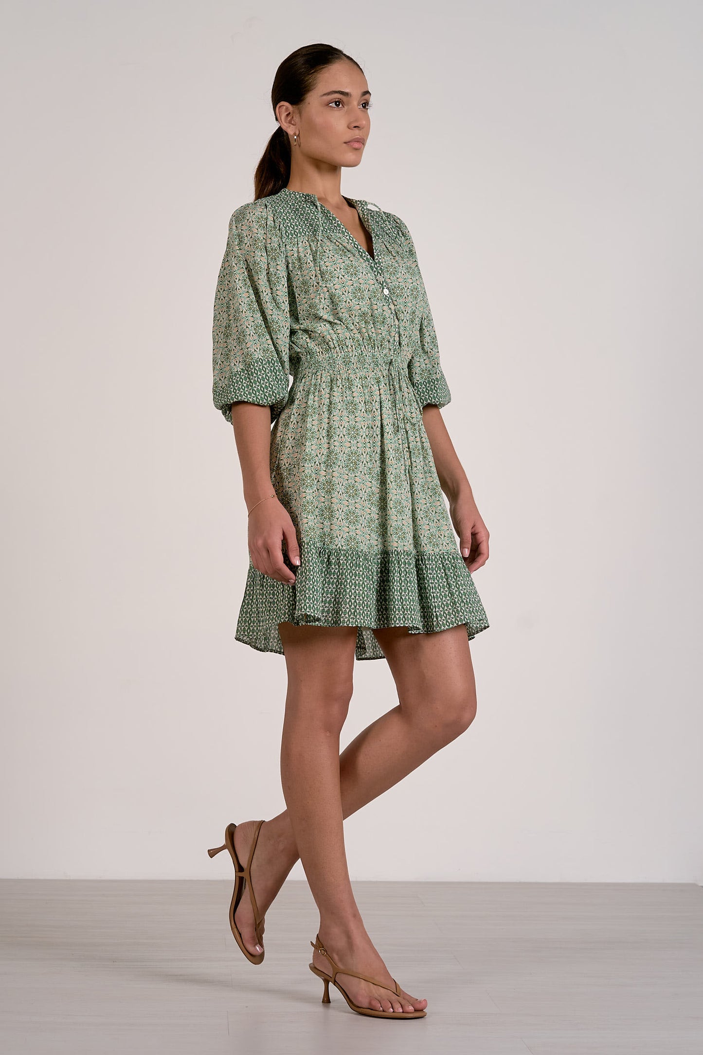 Gayle Green Boho Print Dress