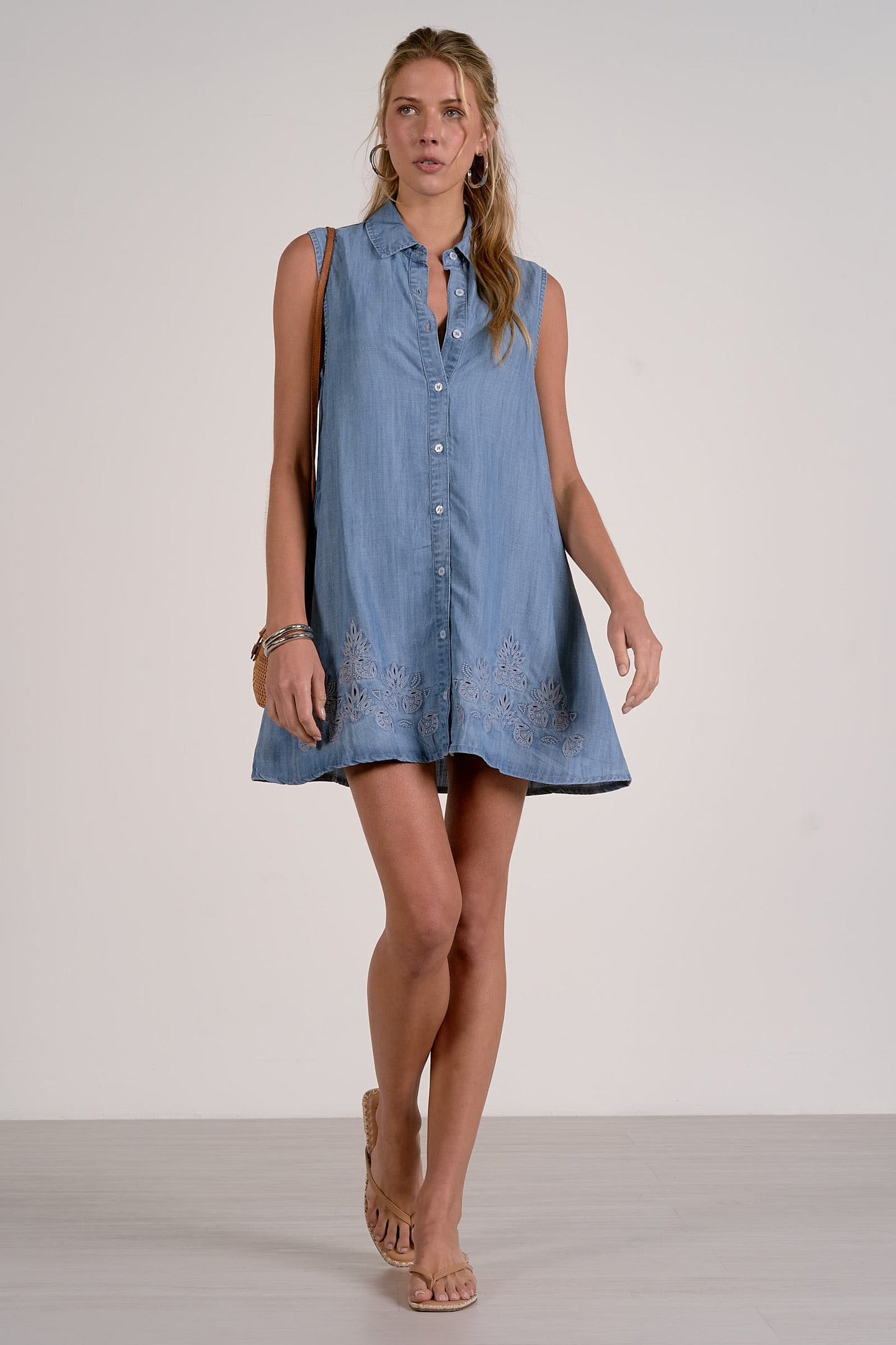 Norah Chambray Embroidered Dress