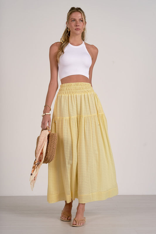 Summer Checked Tiered Maxi Skirt