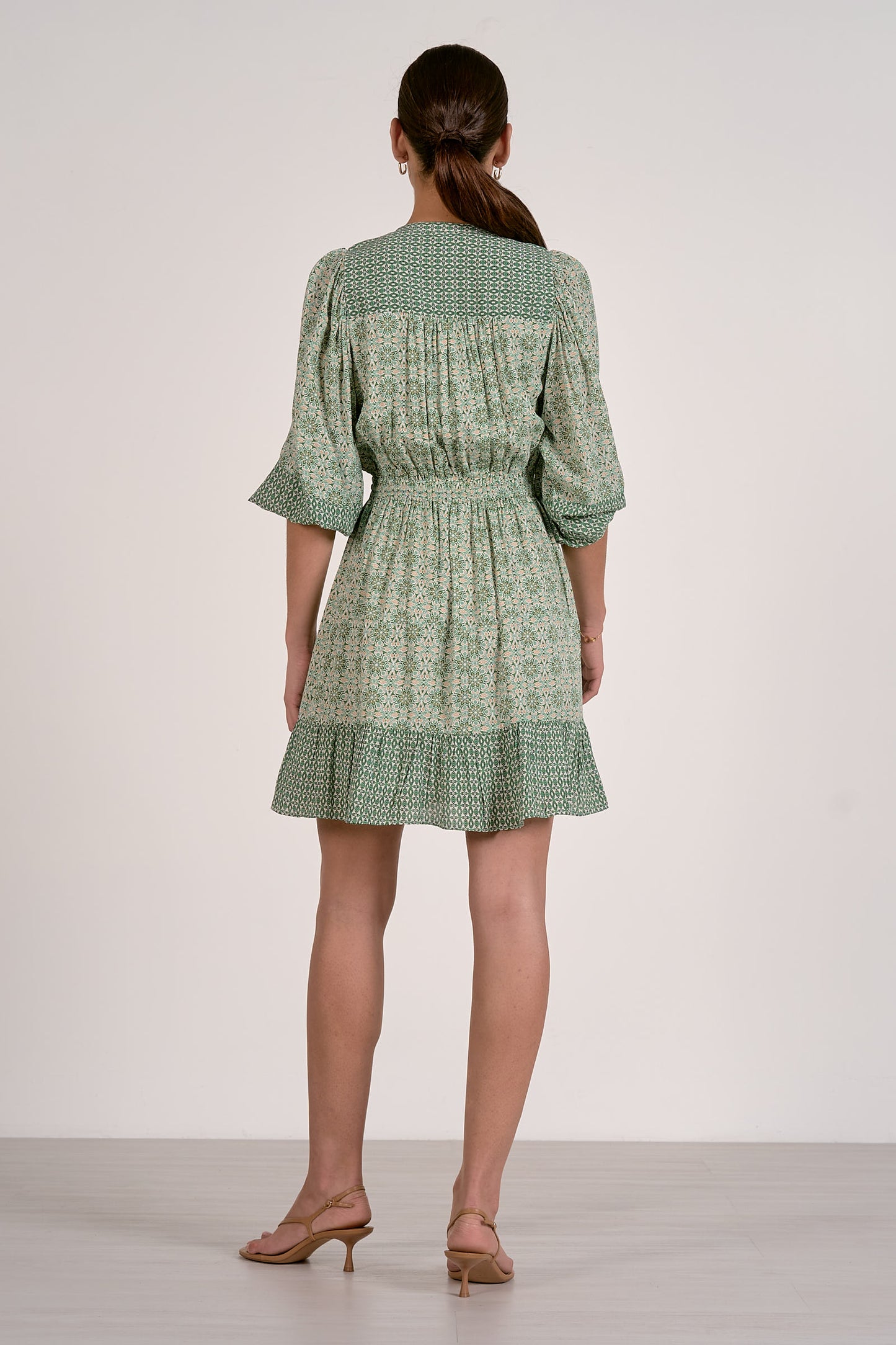 Gayle Green Boho Print Dress