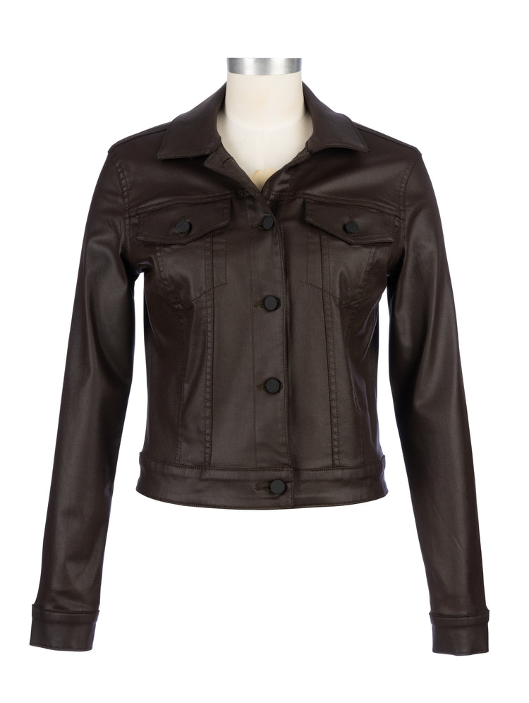 Julia Cropped Jacket in Chocolate