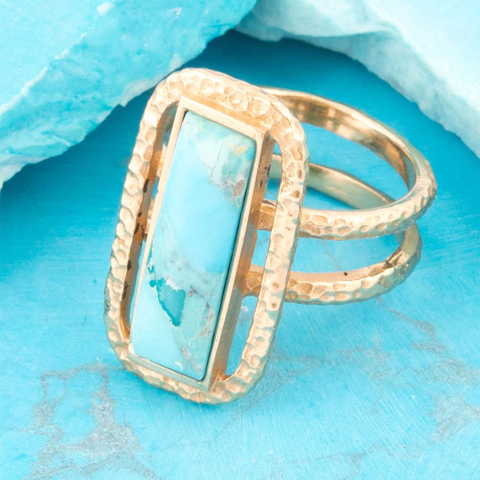Willa Blue Turquoise Golden Statement Ring (Online Only)