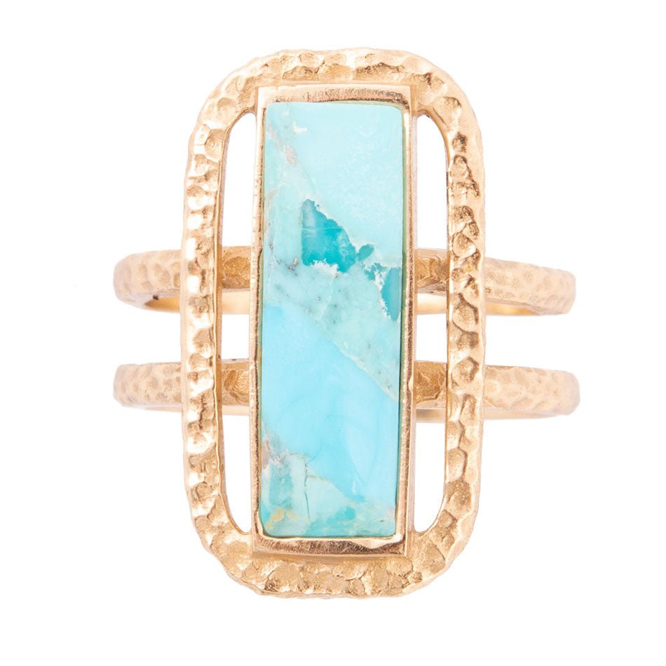 Willa Blue Turquoise Golden Statement Ring (Online Only)